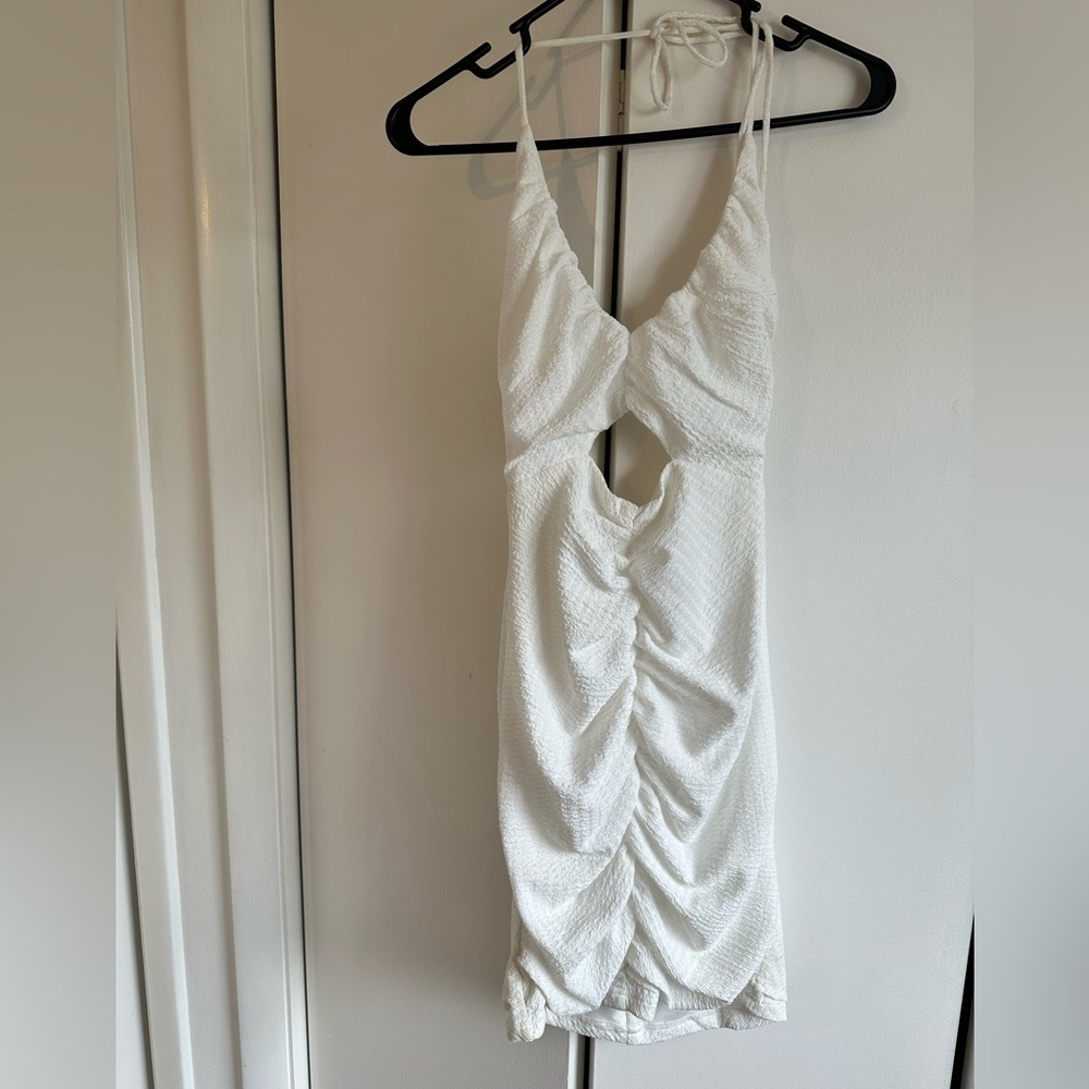 Hello Molly| White | backless & cinched mini dress